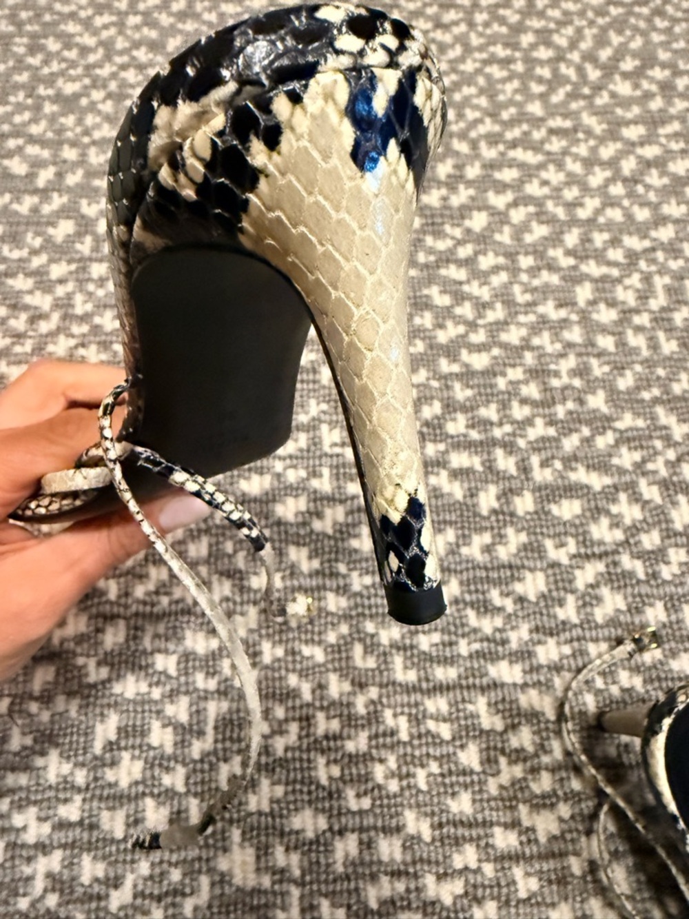 Khaite Loop Python-Embossed Leather Sandal - Picture 7 of 10